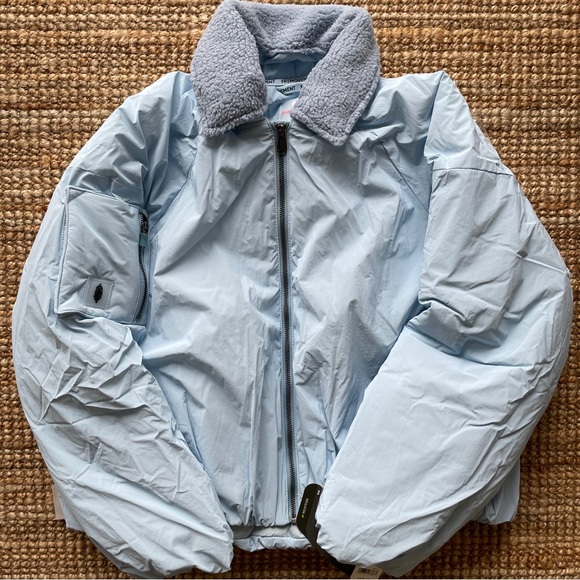 NEW Free People Outpost Bomber Jacket In Boardwalk Blue - Picture 9 of 14